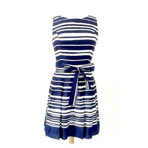 Tommy Hilfiger Sleeveless Horizontal Striped Navy - White Flare Dress Size 12
